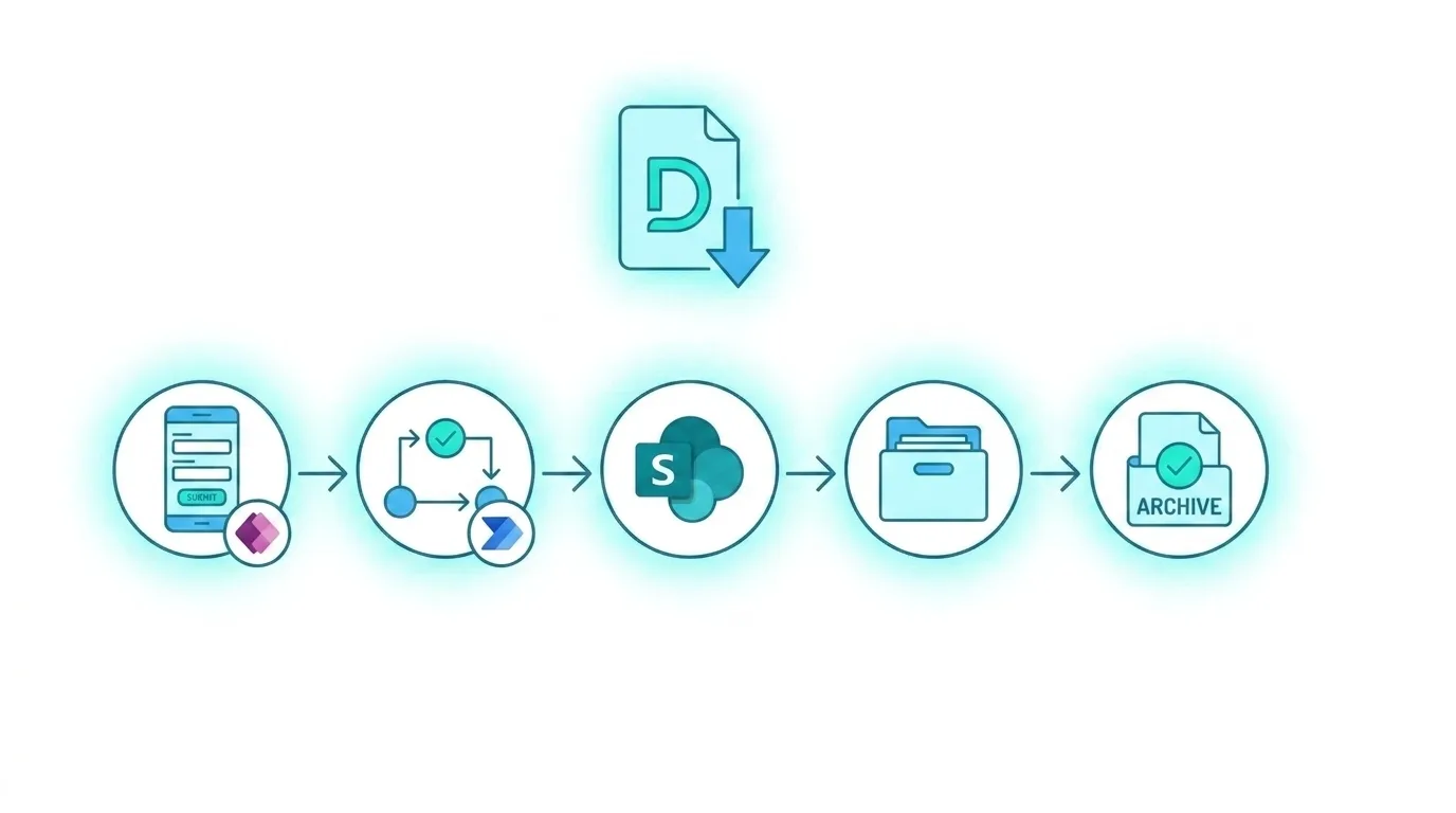 Interfaccia Power Apps per la richiesta di dismissione cespiti, flusso approvativo Power Automate e archiviazione su SharePoint Online