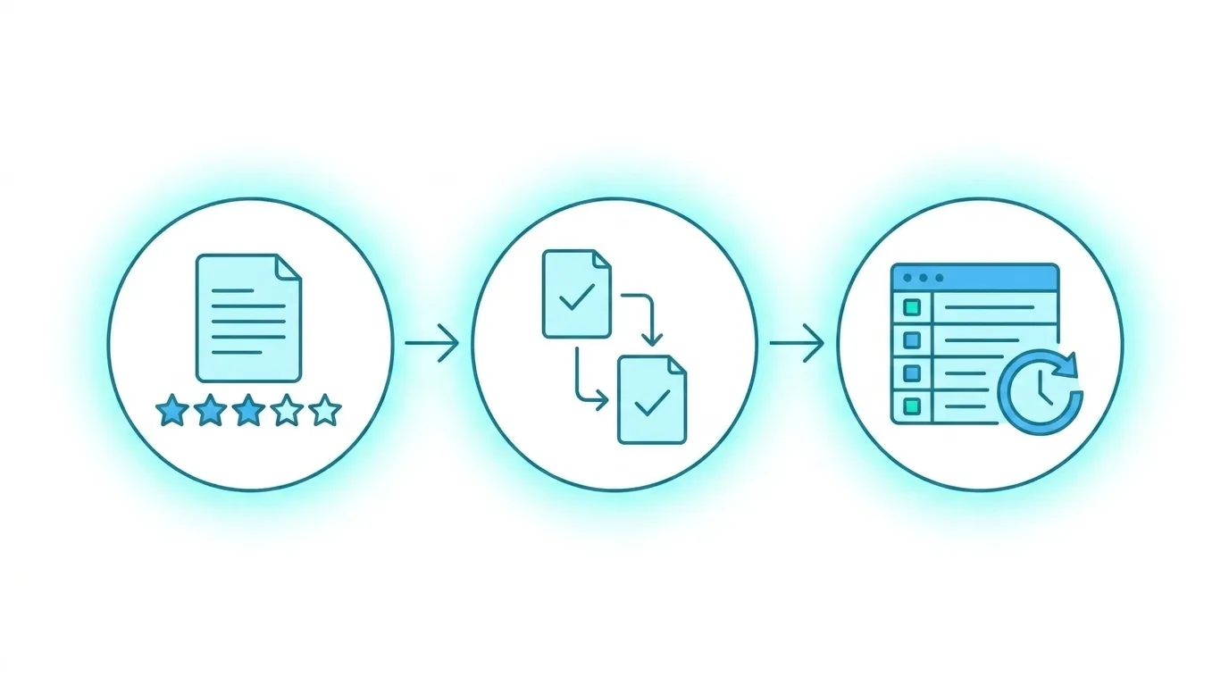 Power Apps interface for performance evaluation, phased flow in Power Automate and history on SharePoint Online lists